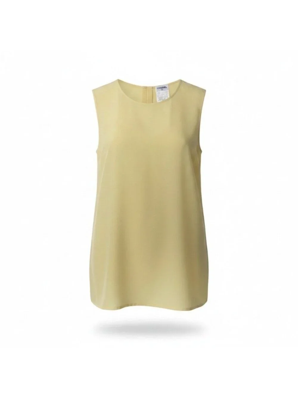 Chanel Ch1 Cruise Collection Sleeveless Silk Blouse 38 Yellow 100%